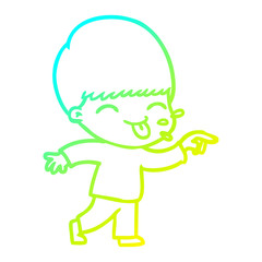 cold gradient line drawing happy cartoon boy