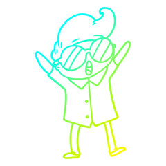 cold gradient line drawing cartoon boy wearing spectacles