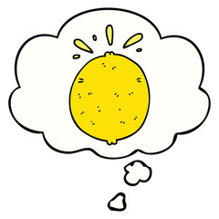 cartoon lemon and thought bubble