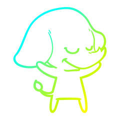 cold gradient line drawing cartoon smiling elephant