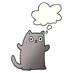cartoon cat and thought bubble in smooth gradient style