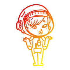warm gradient line drawing cartoon astronaut woman