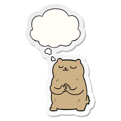 cartoon bear and thought bubble as a printed sticker