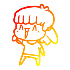 warm gradient line drawing cartoon woman