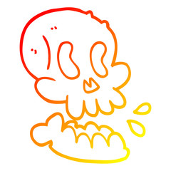 warm gradient line drawing cartoon skull