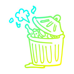 cold gradient line drawing cartoon waste bin