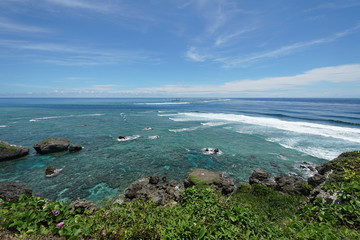 Miyako island, Japan-June 26, 2019: Pacific ocean viewed from Higashi Hennazaki in Miyako island, Okinawa