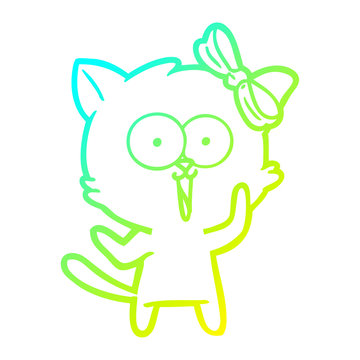 recommend clip art: cold gradient line drawing cartoon cat