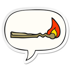 cartoon burning match and speech bubble sticker