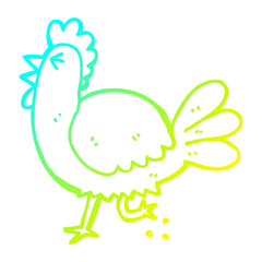 cold gradient line drawing cartoon rooster