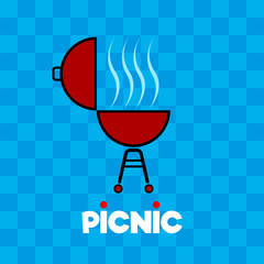 Isolated picnic barbecue grill over a blue background - Vector