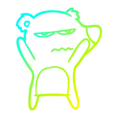 cold gradient line drawing angry bear cartoon