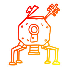 warm gradient line drawing cartoon space rocket