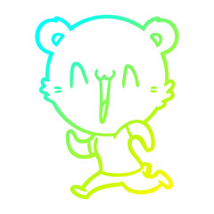 cold gradient line drawing running bear cartoon