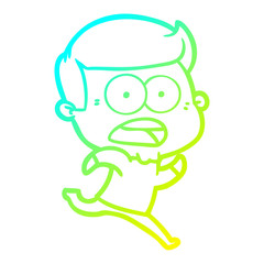 cold gradient line drawing cartoon shocked man