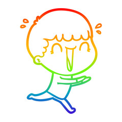 rainbow gradient line drawing laughing cartoon man running