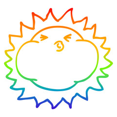 rainbow gradient line drawing cartoon shining sun