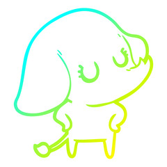 cold gradient line drawing cute cartoon elephant