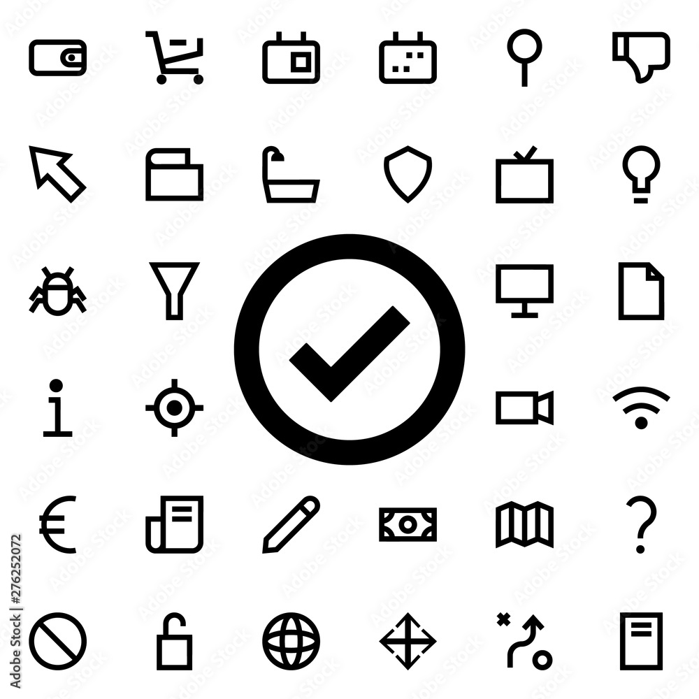 Poster check icon. universal set of web for website design and development, app development