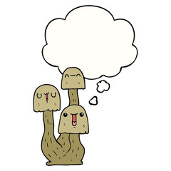 cartoon mushroom and thought bubble