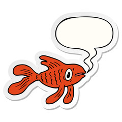 cartoon fish and speech bubble sticker