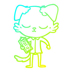 cold gradient line drawing cute cartoon dog