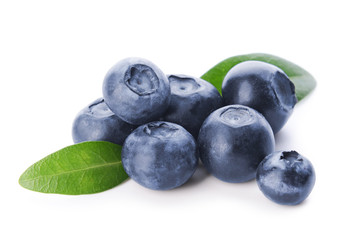 Fresh ripe blueberry on white background
