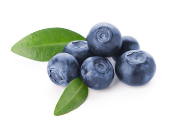 Fresh ripe blueberry on white background