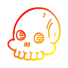 warm gradient line drawing cartoon halloween skull