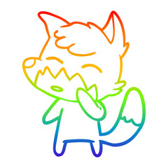 rainbow gradient line drawing cartoon fox