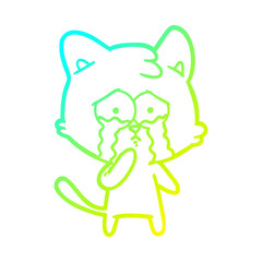cold gradient line drawing cartoon cat