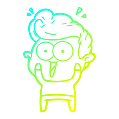 cold gradient line drawing cartoon excited man
