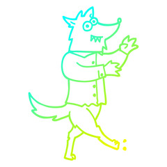 cold gradient line drawing cartoon werewolf