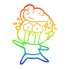 rainbow gradient line drawing dancing crying man