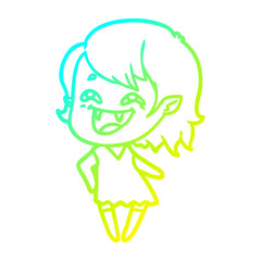 cold gradient line drawing cartoon laughing vampire girl