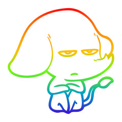 rainbow gradient line drawing annoyed cartoon elephant