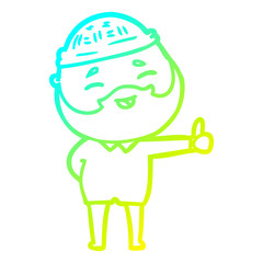 cold gradient line drawing cartoon happy bearded man
