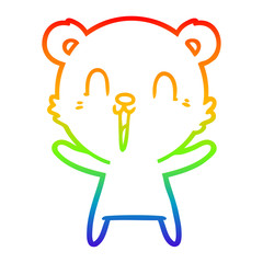 rainbow gradient line drawing happy cartoon polar bear