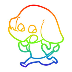 rainbow gradient line drawing cute cartoon elephant
