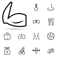 muscle in hand icon. Universal set of web for website design and development, app development