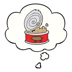 cartoon canned food and thought bubble