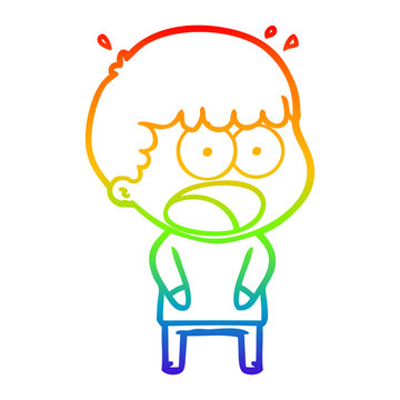 recommend clip art: rainbow gradient line drawing cartoon shocked man