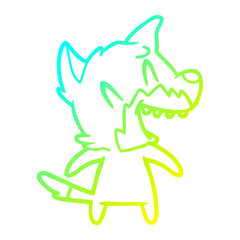cold gradient line drawing laughing fox cartoon