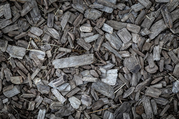 Naturally weathered gray mulch wood chips 