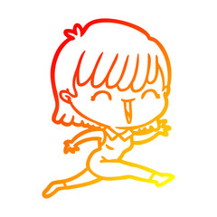 warm gradient line drawing cartoon woman
