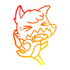 warm gradient line drawing angry cartoon fox running