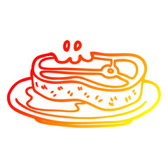 warm gradient line drawing cartoon rare steak