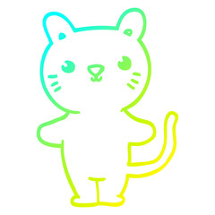 cold gradient line drawing cartoon cat