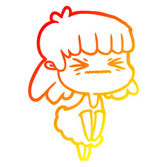 warm gradient line drawing cartoon angry girl