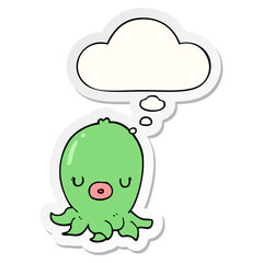 cartoon octopus and thought bubble as a printed sticker